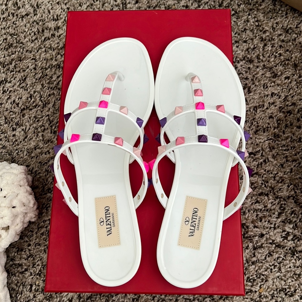 VALENTINO Rockstud White Sandals